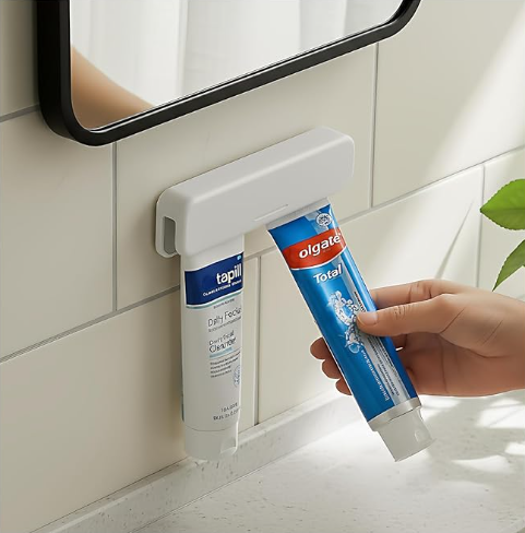 Toothpaste Holder Wall Mounted by Ornivra, Face Cream Tubes Hanger,Tooth Paste Organizers Gripper with 3 Toothpaste Squeezers - White, Extra Large