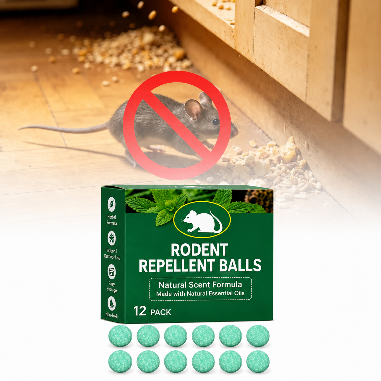 12-Pack Rodent Repellent Balls, Natural Pest Control🐭