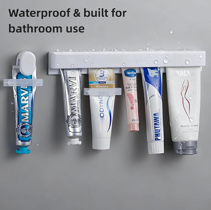 Toothpaste Holder Wall Mounted by Ornivra, Face Cream Tubes Hanger,Tooth Paste Organizers Gripper with 3 Toothpaste Squeezers - White, Extra Large