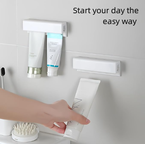 Toothpaste Holder Wall Mounted by Ornivra, Face Cream Tubes Hanger,Tooth Paste Organizers Gripper with 3 Toothpaste Squeezers - White, Extra Large