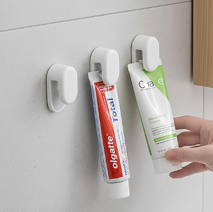 Toothpaste Holder Wall Mounted by Ornivra, Face Cream Tubes Hanger,Tooth Paste Organizers Gripper with 3 Toothpaste Squeezers - White, Extra Large