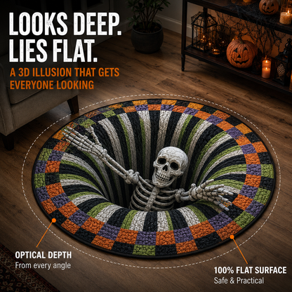 ⏰ LIMITED-TIME DEAL ⏰ 50% OFF 💀 Halloween 3D Skeleton Pit Illusion Rug 🎃