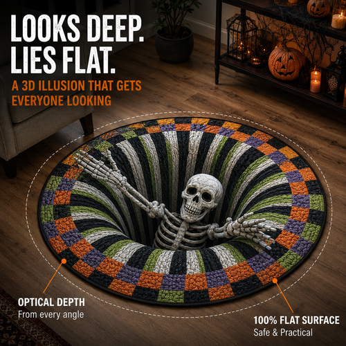 ⏰ LIMITED-TIME DEAL ⏰ 50% OFF 💀 Halloween 3D Skeleton Pit Illusion Rug 🎃