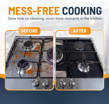 ♻️ Reusable Gas Stove Burner Liners – Cut-to-Fit Stove Protector Mats, 4-Pack