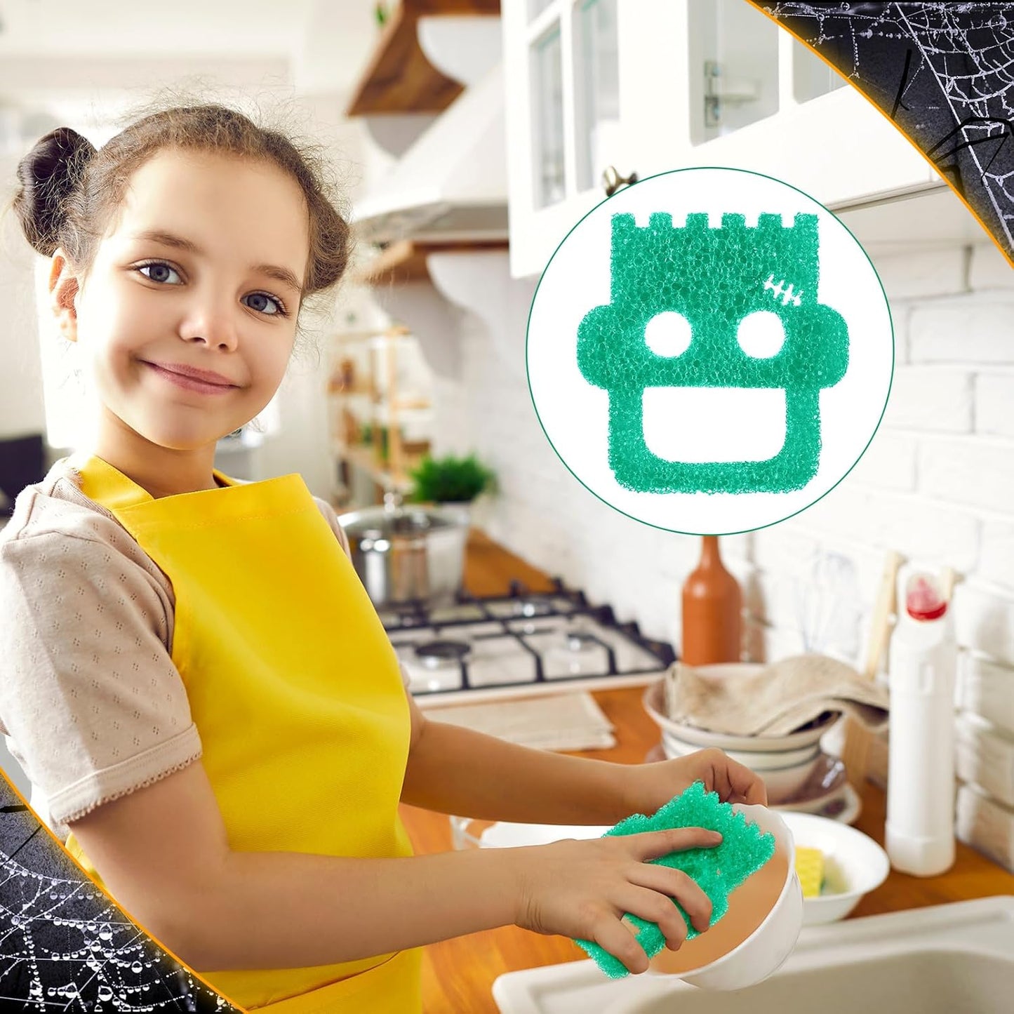 🎃12 Pcs Halloween Cleaning Sponges Cute Kitchen Scrub Sponges