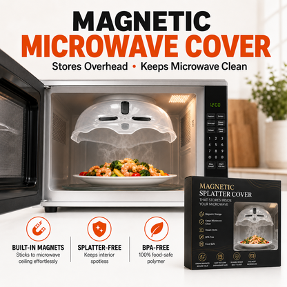 🔥 LAST DAY SALE — The Magnetic Microwave Cover That Ends Messes!