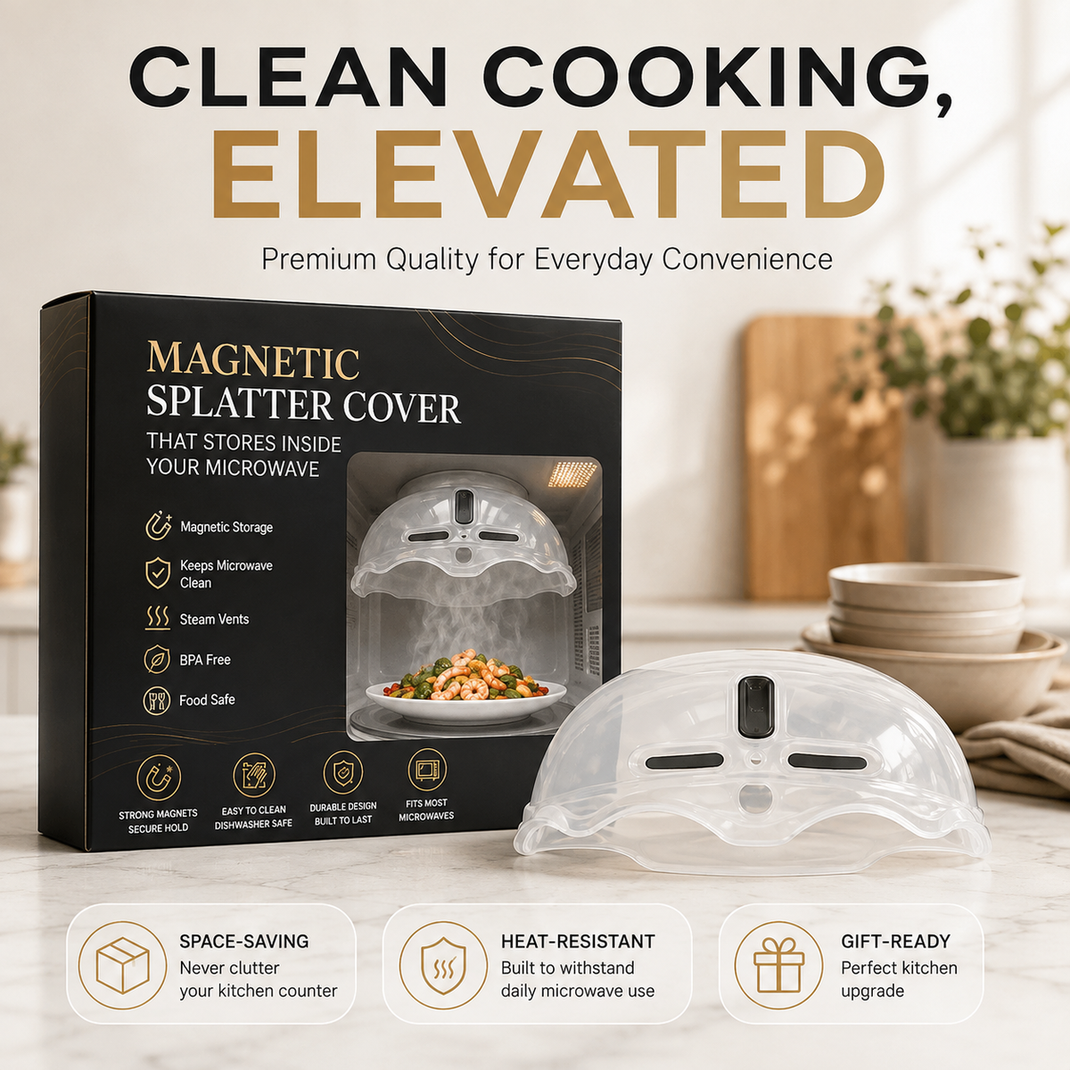 🔥 LAST DAY SALE — The Magnetic Microwave Cover That Ends Messes!
