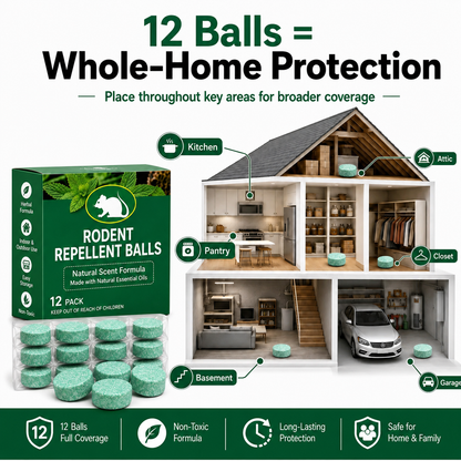 12-Pack Rodent Repellent Balls, Natural Pest Control🐭