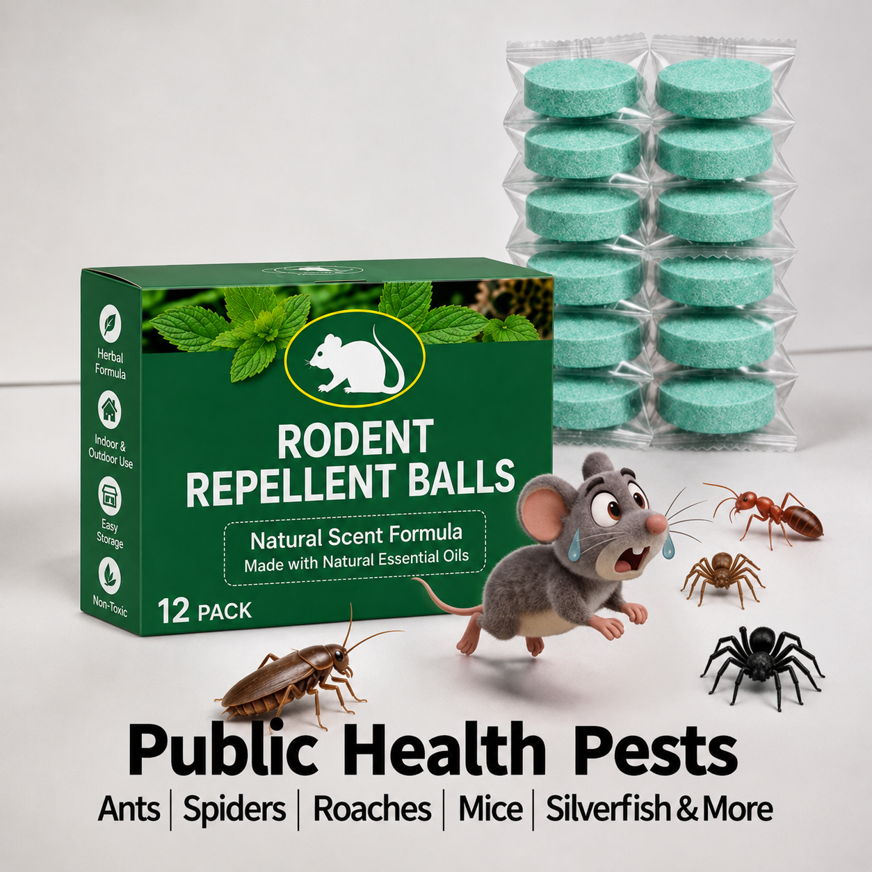 12-Pack Rodent Repellent Balls, Natural Pest Control🐭