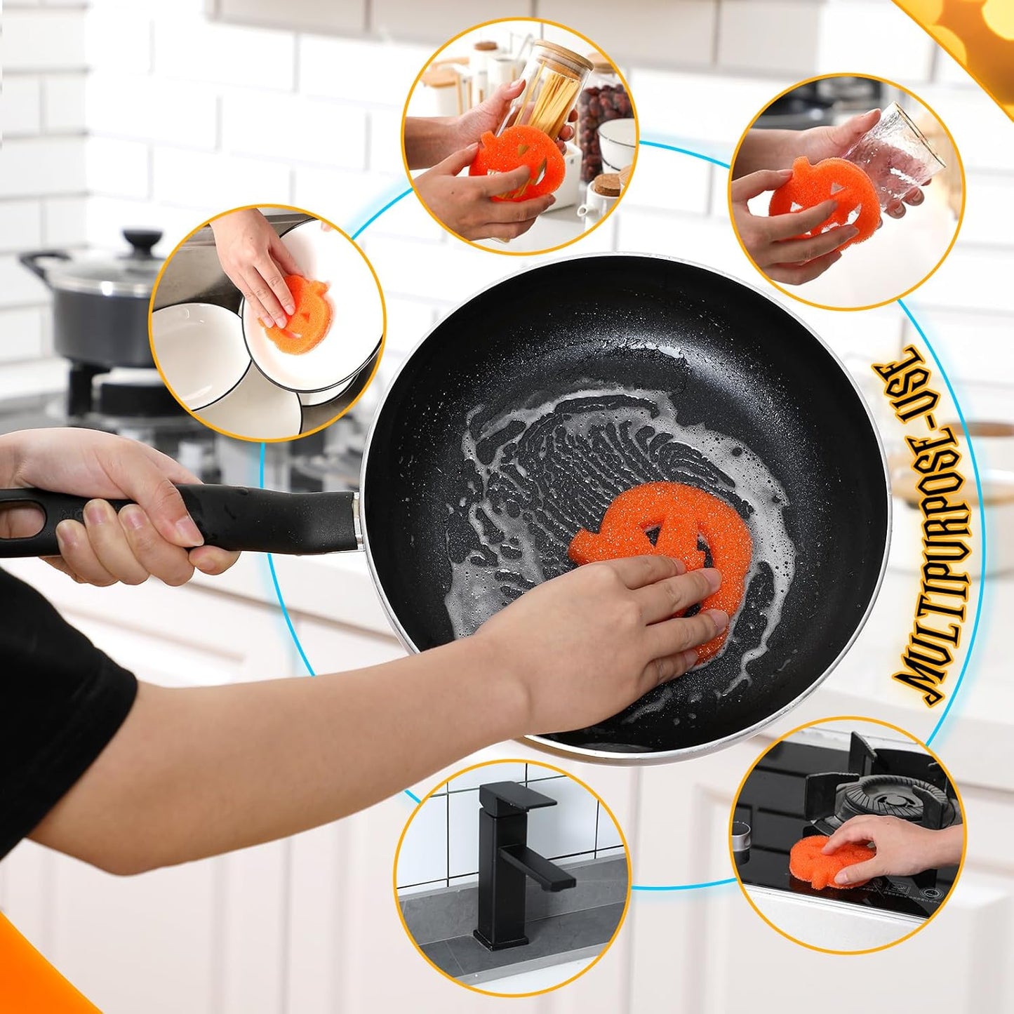 🎃12 Pcs Halloween Cleaning Sponges Cute Kitchen Scrub Sponges