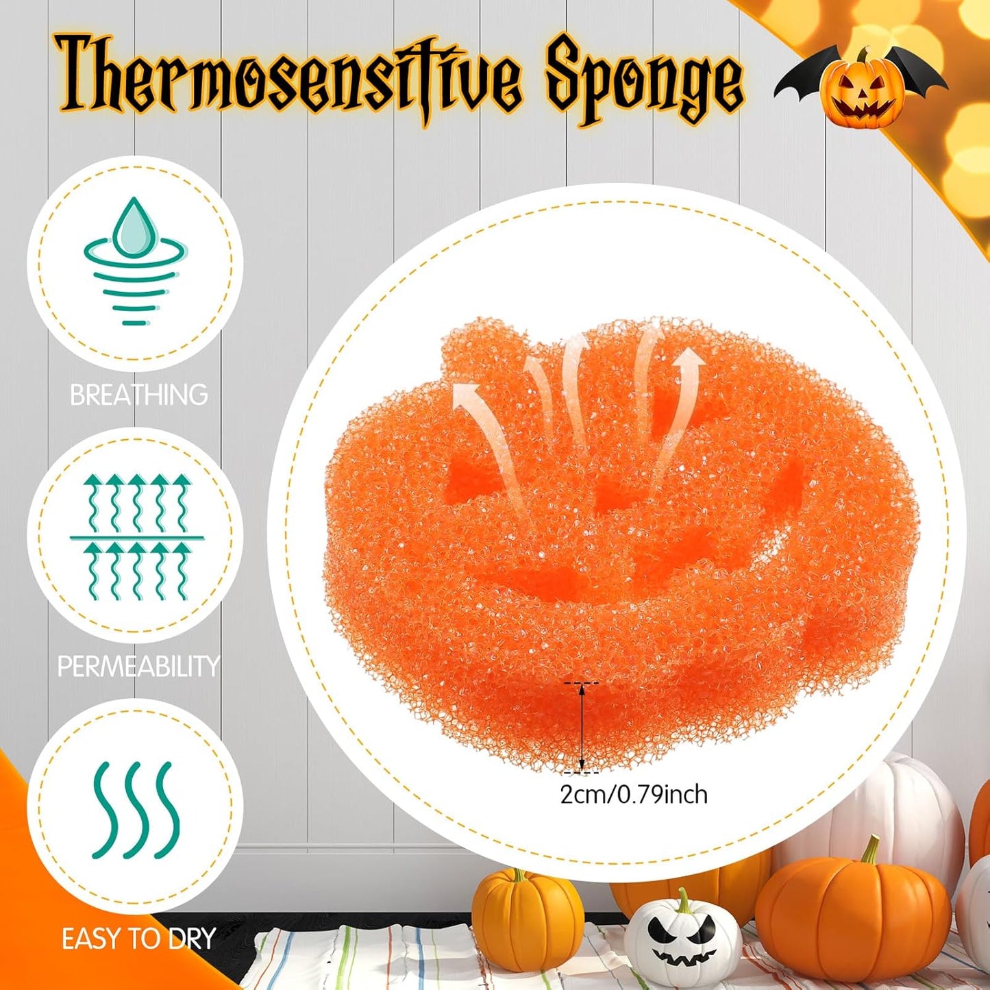 🎃12 Pcs Halloween Cleaning Sponges Cute Kitchen Scrub Sponges