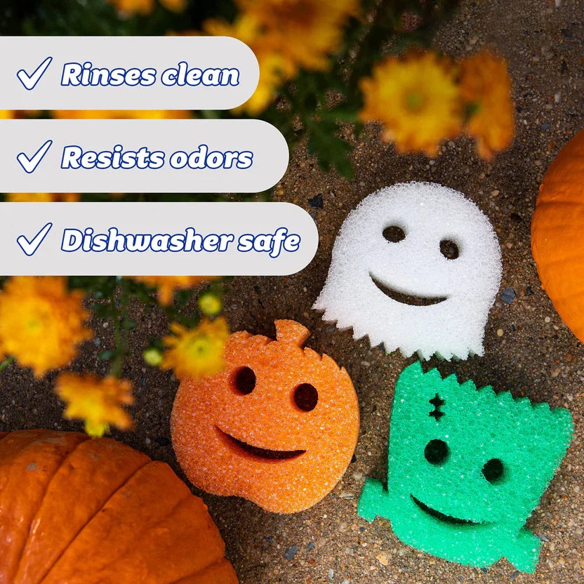 🎃12 Pcs Halloween Cleaning Sponges Cute Kitchen Scrub Sponges