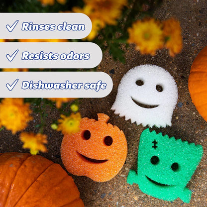 🎃12 Pcs Halloween Cleaning Sponges Cute Kitchen Scrub Sponges