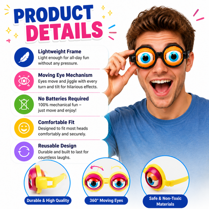 🤪 Kinetic Crazy Eyes Glasses 👓 for Instant Laughs 😂 & Party Fun
