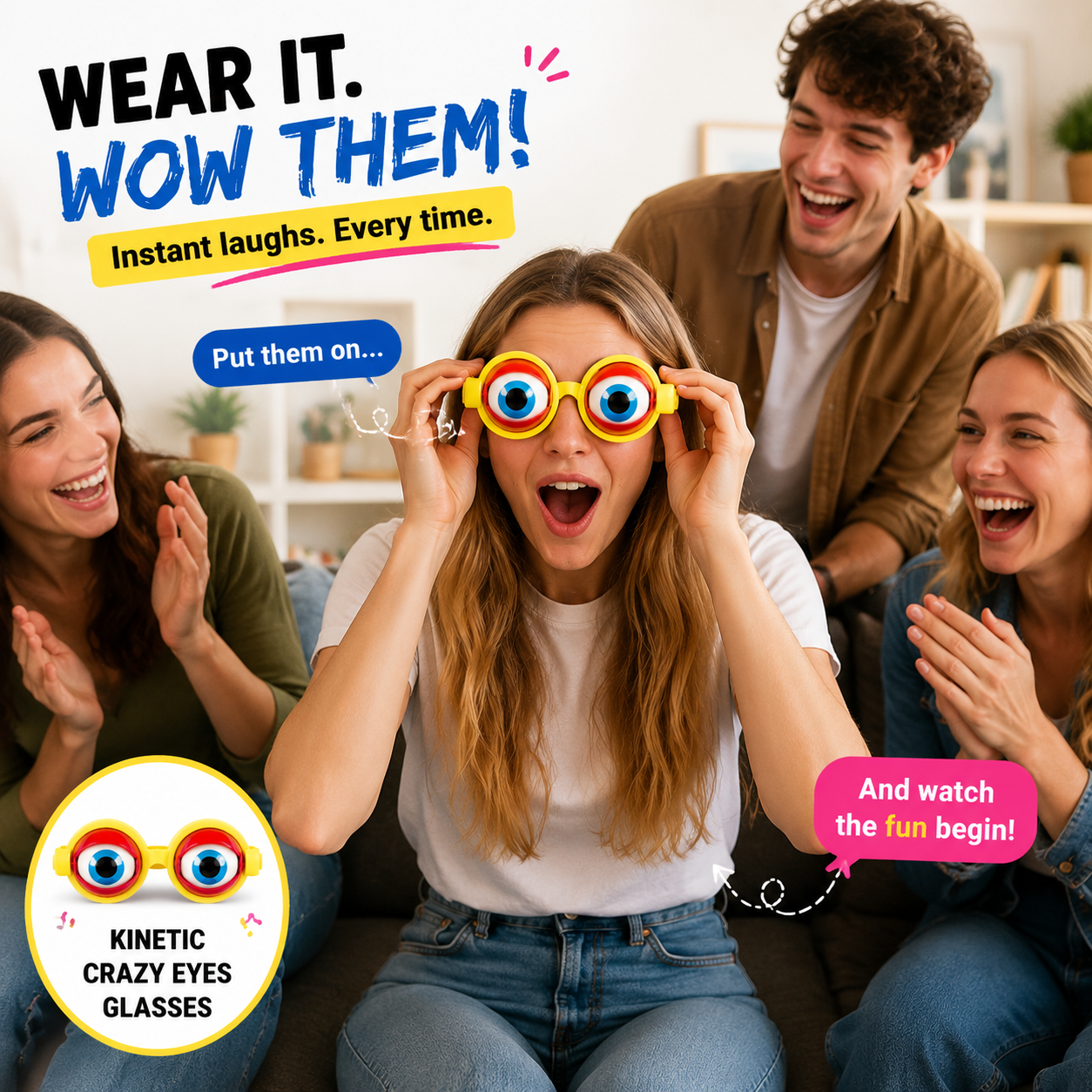 🤪 Kinetic Crazy Eyes Glasses 👓 for Instant Laughs 😂 & Party Fun
