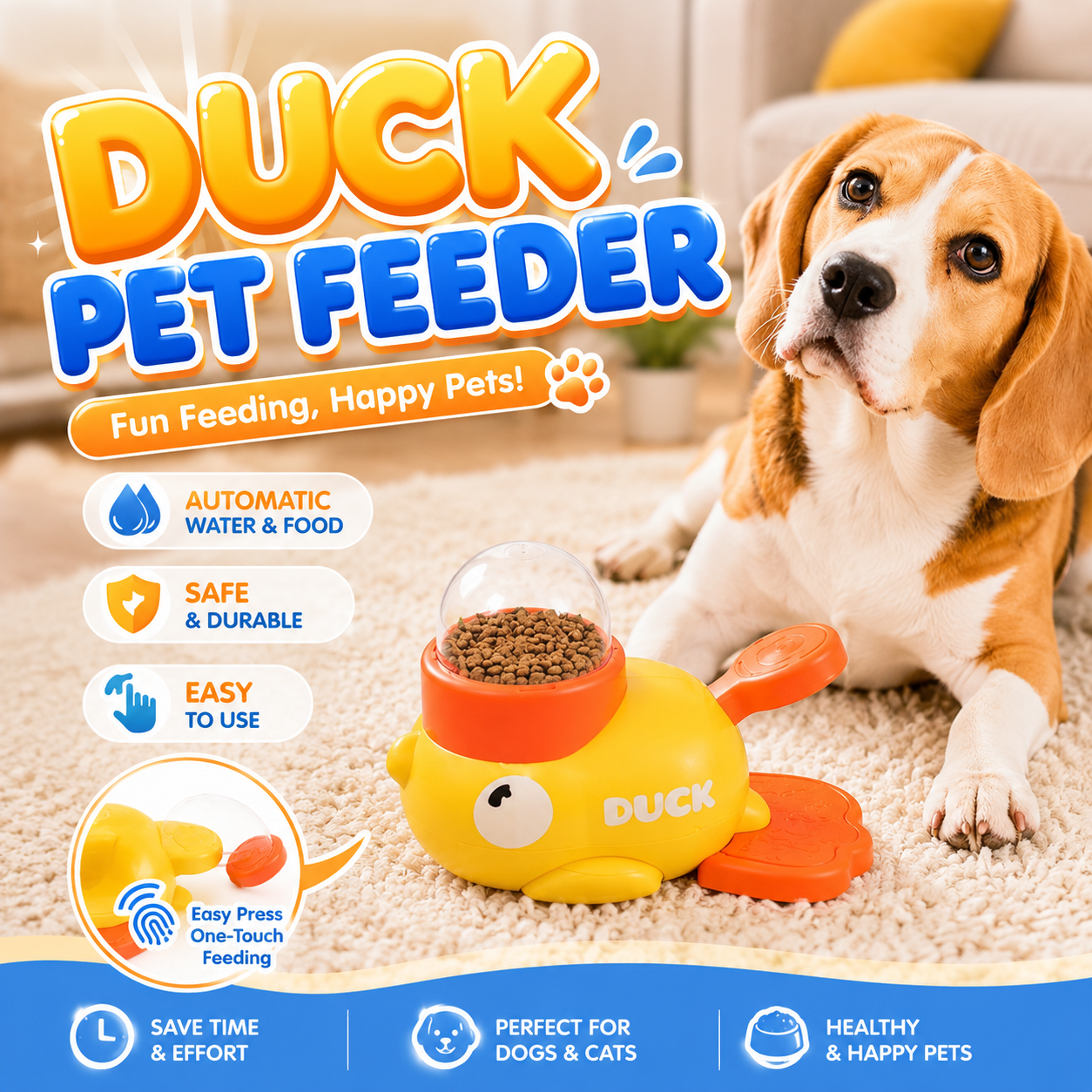Duck Pet Feeder Interactive Slow Feeder Toy for Dogs BPA-Free Puzzle Bowl