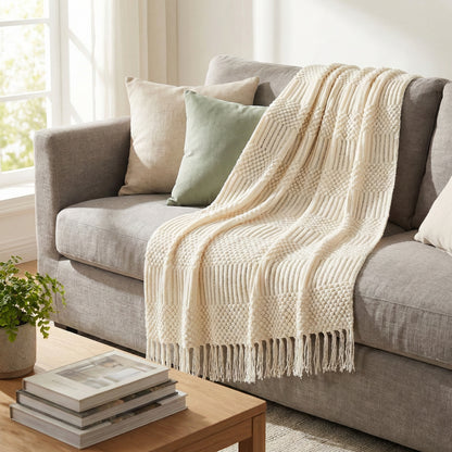 Nordic Bubble Knit Throw Blanket