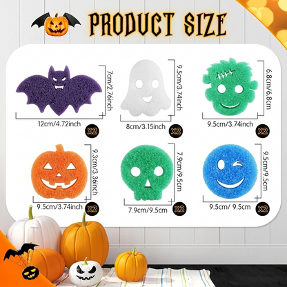 🎃12 Pcs Halloween Cleaning Sponges Cute Kitchen Scrub Sponges