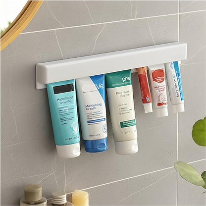 Toothpaste Holder Wall Mounted by Ornivra, Face Cream Tubes Hanger,Tooth Paste Organizers Gripper with 3 Toothpaste Squeezers - White, Extra Large