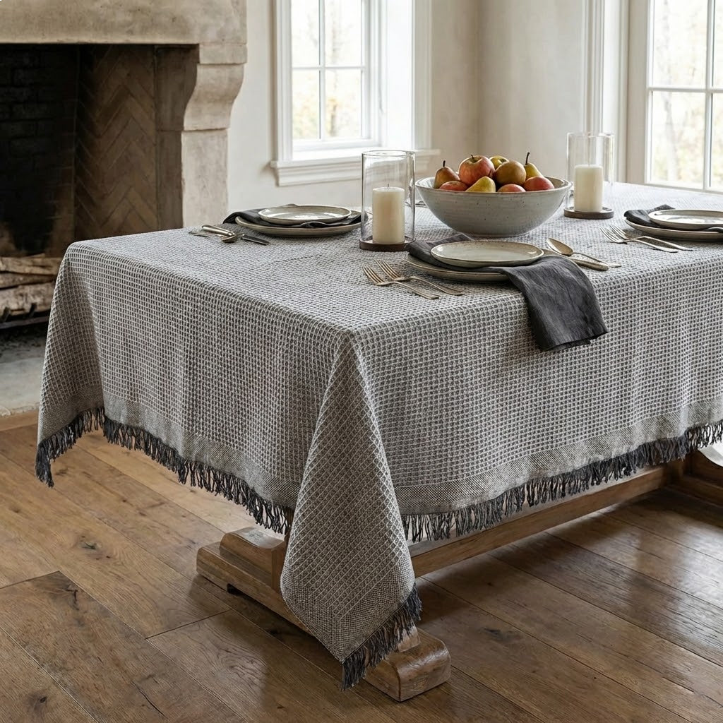 Premium Honeycomb Tassel Tablecloth