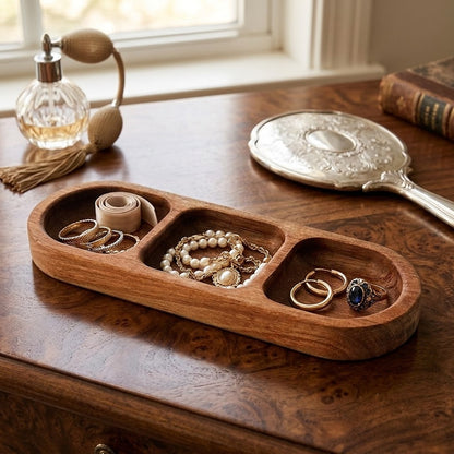 Vintage Solid Wood Jewelry Tray