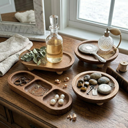 Vintage Solid Wood Jewelry Tray